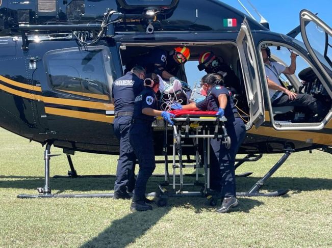 Helicóptero de la SSP traslada a joven herido de Valladolid a Mérida